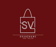 Initial Paper bag logo with letter SV vector