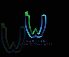 Initial logo letter W with gradient green leaf and blue water template. Vector design template elements for your ecology application or corporate identity.