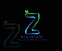 Initial logo letter Z with gradient green leaf and blue water template. Vector design template elements for your ecology application or corporate identity.