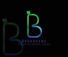 Initial logo letter B with gradient green leaf and blue water template. Vector design template elements for your ecology application or corporate identity.
