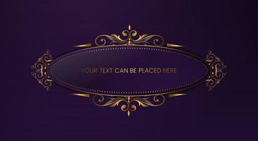 elegant oval frame in gold and dark purple vector