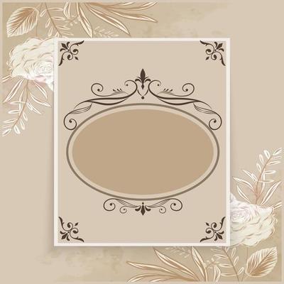 brown flourish wedding invitations with copy space