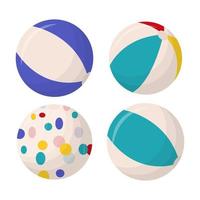 Collection of colorful beach balls isolated on white background. Beach balls in multiple colors. Flat vector illustration.