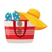 Colorful women's summer bag with beach accessories. Summer design elements vector