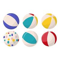 Collection of colorful beach balls isolated on white background. Beach balls in multiple colors. Flat vector illustration.