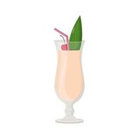 Summer alcoholic drink, tropical cocktail. Pina colada. Beach party concept. Flat vector illustration.