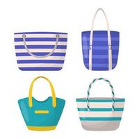 Set of colorful women's summer bags. Colorful women's shopping bags. vector