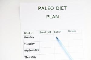 meal plan mockup for healthy eating on paleo diet.. photo