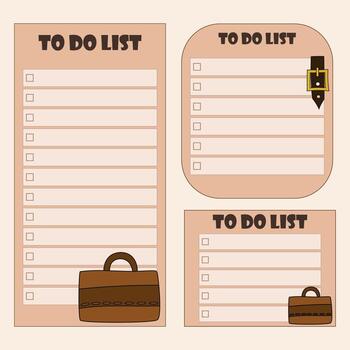 vector template of the to-do list planner in several variants, business style.