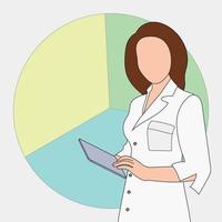 cute nutritionist doctor on the background of the graph. vector illustration on a white background.