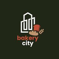 logotipo de panadería de la ciudad vector
