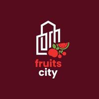 logotipo de frutas de la ciudad vector