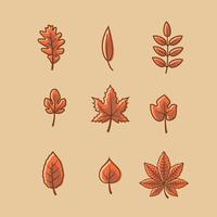 Dry Leaves Icon Set vector