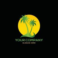 green palm tree, tree logo design vector