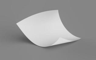 Bent empty paper sheet. empty paper Mockup A4 format paper with shadows on gray background 3d Illustration photo