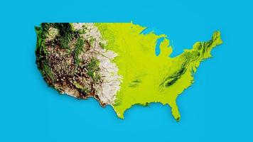 mapa de américa mapa en relieve 3d de estados unidos - ilustración 3d foto