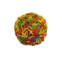 Colorful sprinkles on coated chocolate ball. Delicious candy. Isolated background. 3d illustration photo