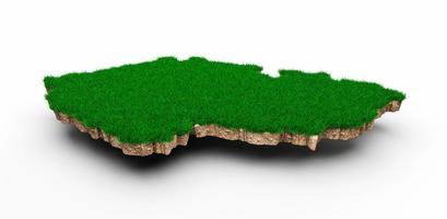 Czechia Map soil land geology cross section with green grass and Rock ground texture Czech Republic 3d illustration photo