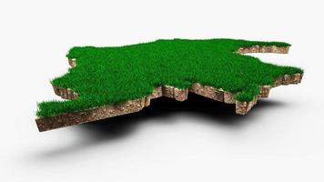 Colombia Map soil land geology cross section with green grass and Rock ground texture 3d illustration photo