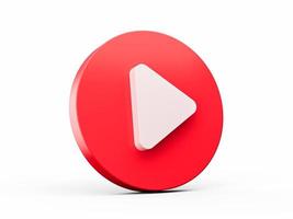 botón rojo de reproducción. símbolo de icono de sitio web. concepto de botón web de video, reproducción de audio. ilustración 3d foto