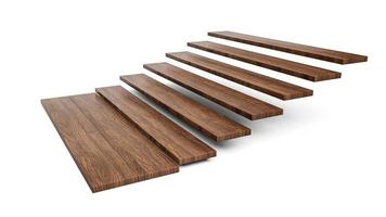 Wooden Flooring Steps isolated White Background 3d illustration photo