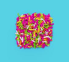 Sprinkles in Square shape Rainbow sprinkles 3d illustration photo