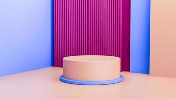Modern trendy color cylinder podiums with circular, vibrant empty room background. Abstract product display presentation. Minimal wall scene, Studio room 3d illustration photo