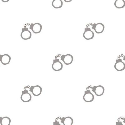 Handcuffs seamless pattern. Wild West theme. Hand drawn colored trendy Vector print.