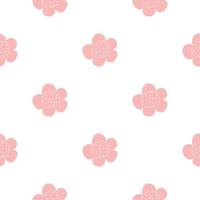 Floral seamless vector pattern with flowers. Spring flora. Simple hand-drawn kids style. Pretty ditsy for fabric, textile, wallpaper. Digital paper in white background