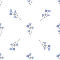 Floral seamless vector pattern with flowers. Spring flora. Simple hand-drawn kids style. Pretty ditsy for fabric, textile, wallpaper. Digital paper in white background