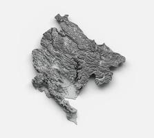 Montenegro Map Montenegro Flag Shaded relief Color Height map on white Background 3d illustration photo