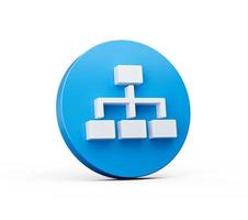 Minimal hierarchy symbol on blue background round 3d Icon 3d Illustration photo