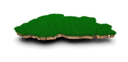 Bhutan Map soil land geology cross section with green grass and Rock ground texture 3d illustration photo