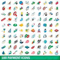 100 conjunto de iconos de pago, estilo 3D isométrica vector