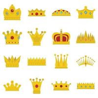 iconos de corona establecidos en estilo plano vector