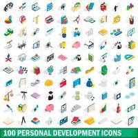 100 iconos de desarrollo personal establecidos vector