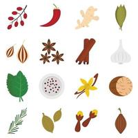 Spice icons set in flat style vector