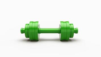 PVC Plastic dumbell exercise equipment green colour strong concept isolated white background 3d illustration photo