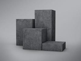 Display stand podium made from grey concrete in four step display of product design cement 4 podium Display background 3d rendering photo