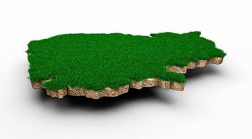 Cambodia Map soil land geology cross section with green grass and Rock ground texture 3d illustration photo