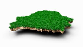 Belarus Map soil land geology cross section with green grass and Rock ground texture 3d illustration photo