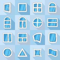 Window forms icons set, flat style vector