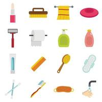 Hygiene tools icons set in flat style vector