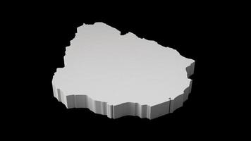 uruguay mapa 3d sobre fondo negro ilustración 3d de superficie foto