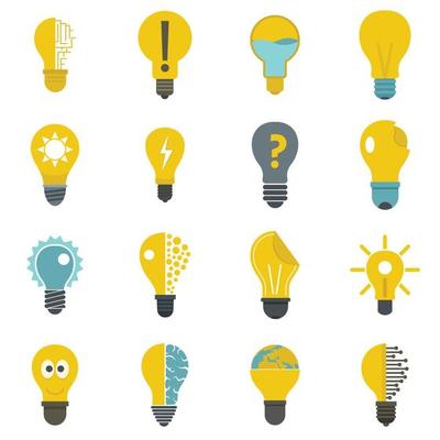 Lamp logo icons set in flat style