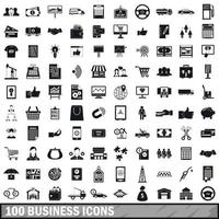 100 business icons set, simple style vector