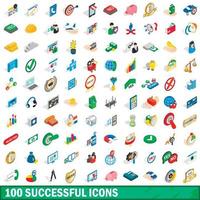 100 iconos exitosos, estilo isométrico 3d vector