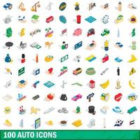 100 iconos automáticos, estilo isométrico 3d vector