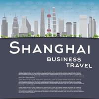 Shanghai skyline with grey skyscrapers and copy space vector