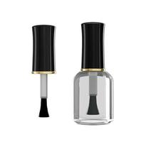 Empty nail polish bottle isolated on white background Bottle of clear nail polish with brush 3d illustration photo